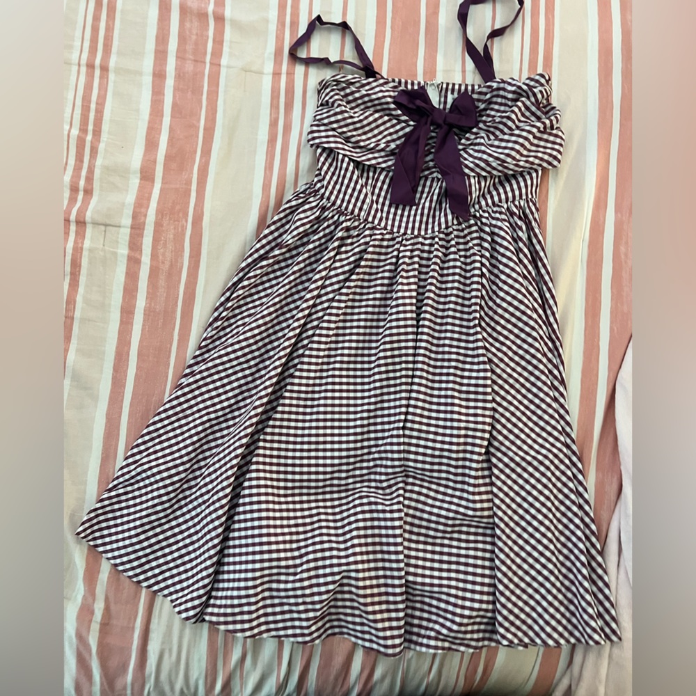 Unique vintage purple and white checkered dress